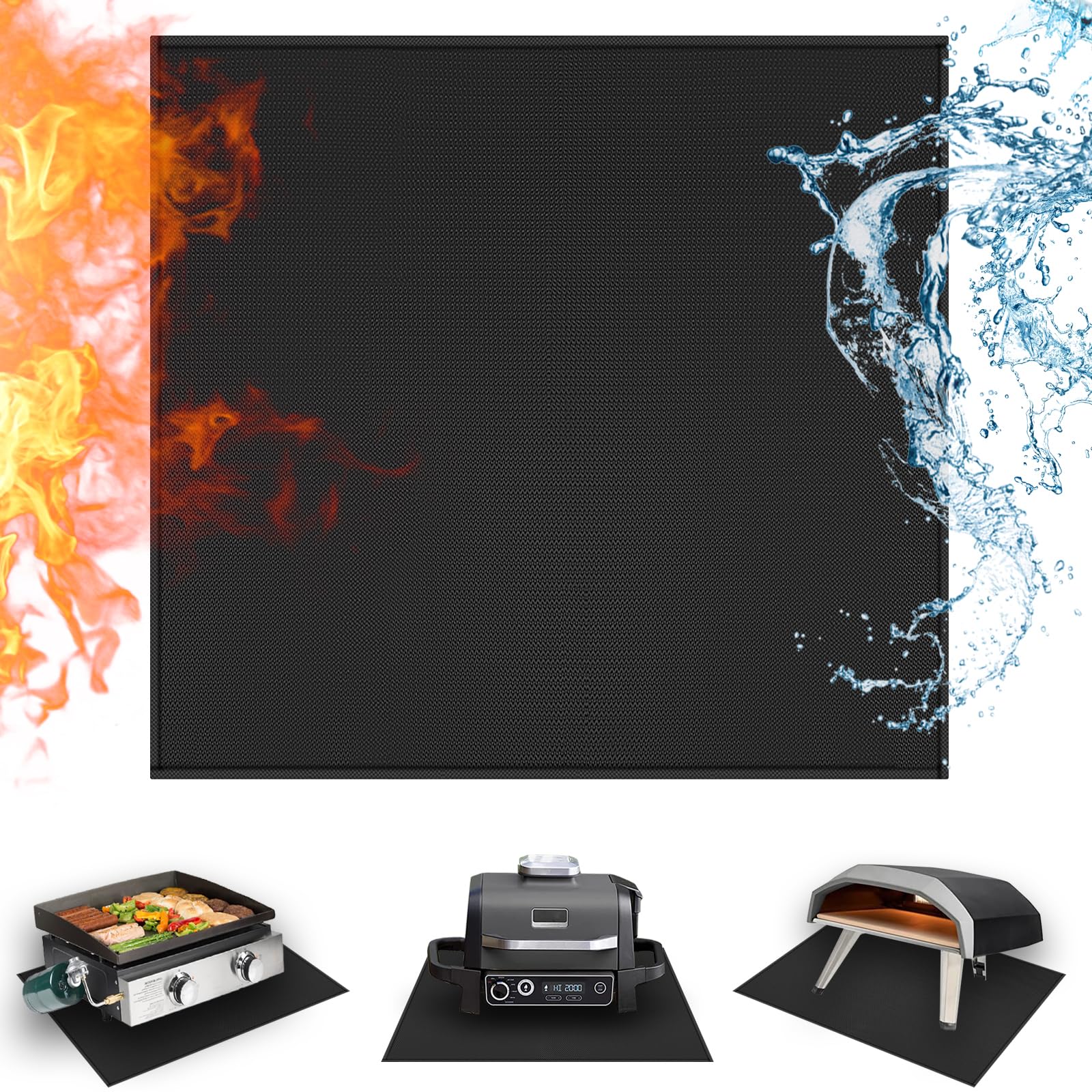 Amerbro front view of 24x24-inch black heat resistant mat protecting table