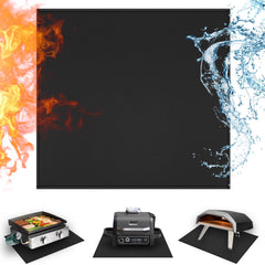 Amerbro front view of 24x24-inch black heat resistant mat protecting table