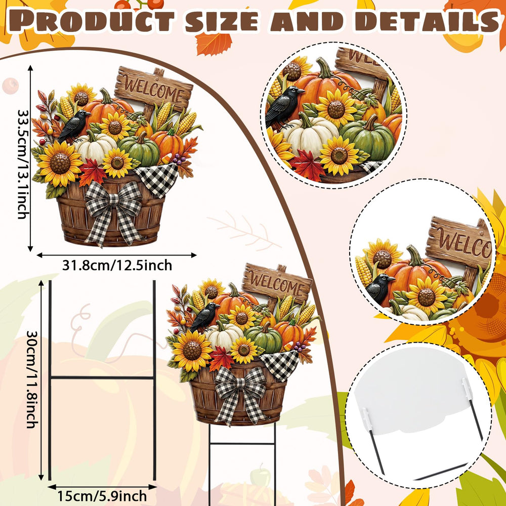 Amyhill close-up of sunflower and buffalo-plaid bow, emphasizes festive farmhouse accent
