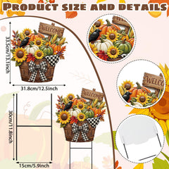 Amyhill close-up of sunflower and buffalo-plaid bow, emphasizes festive farmhouse accent