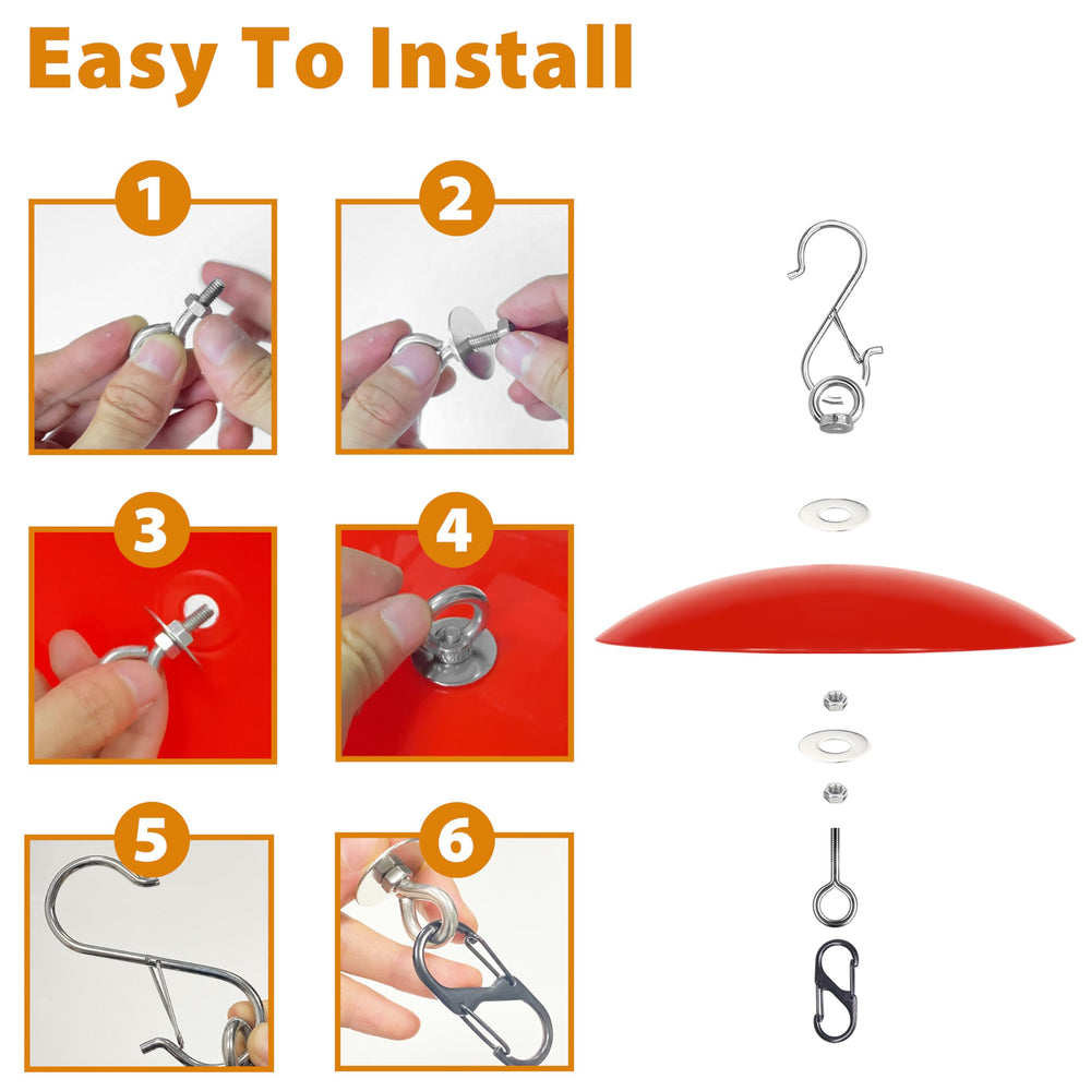 andergi dome guard hung on shepherd's hook showing easy installation benefit