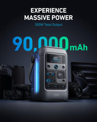 Anker 60W solar panel folded compactly beside power station for portable charging