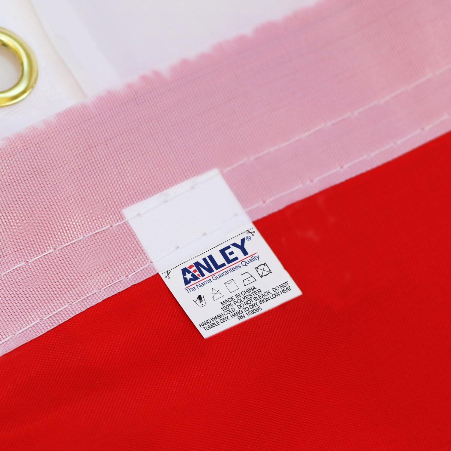 Anley banner back stitching and pole sleeve showing durable construction and ease