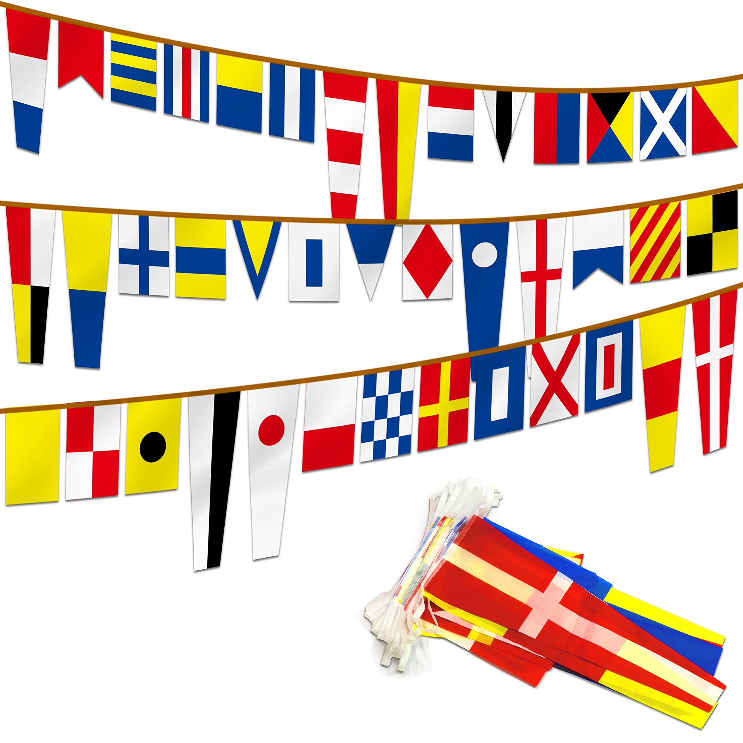 Anley front packaging showing full 40-foot flag garland and bright colors