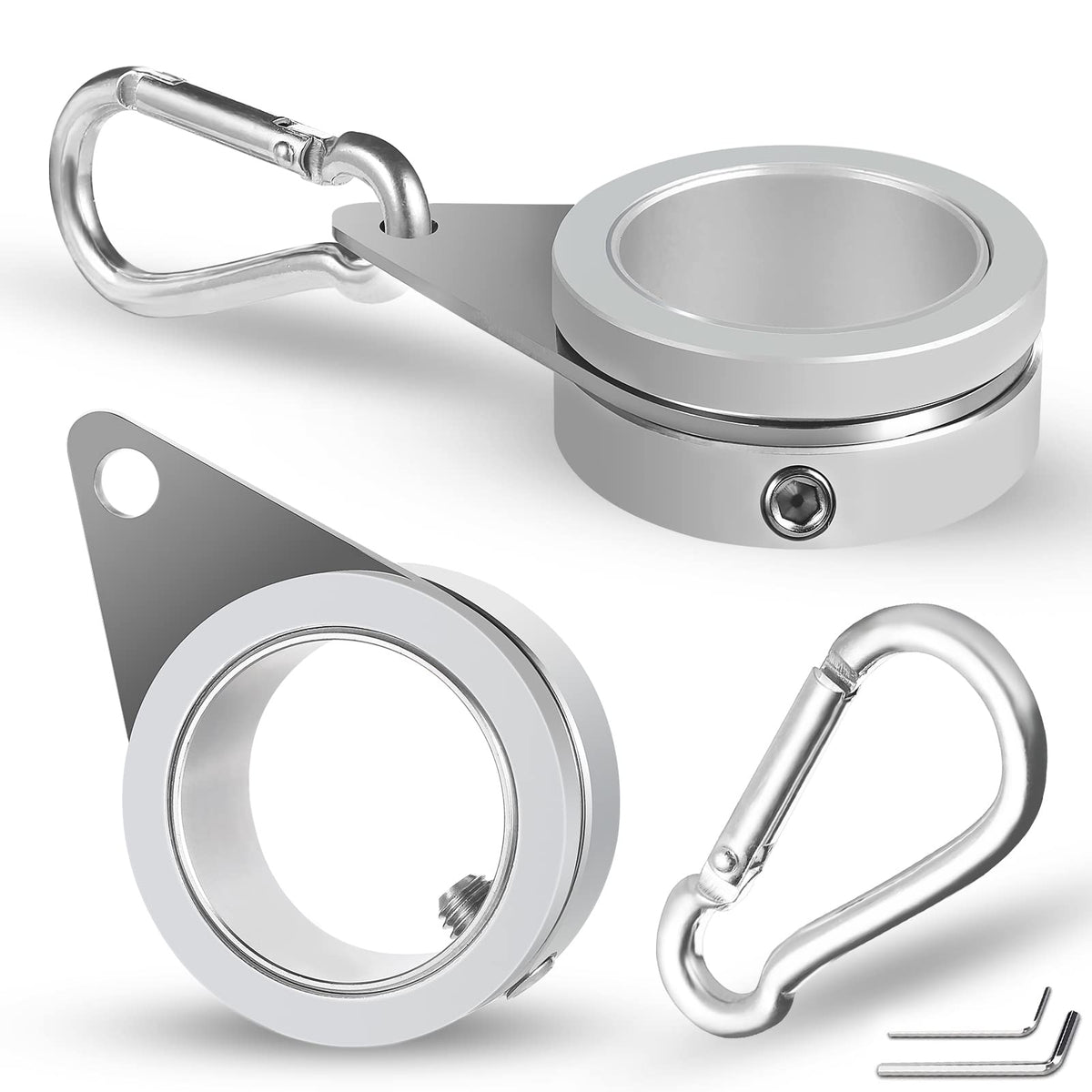Anovo ring front view showing silver finish and compact clamp benefit