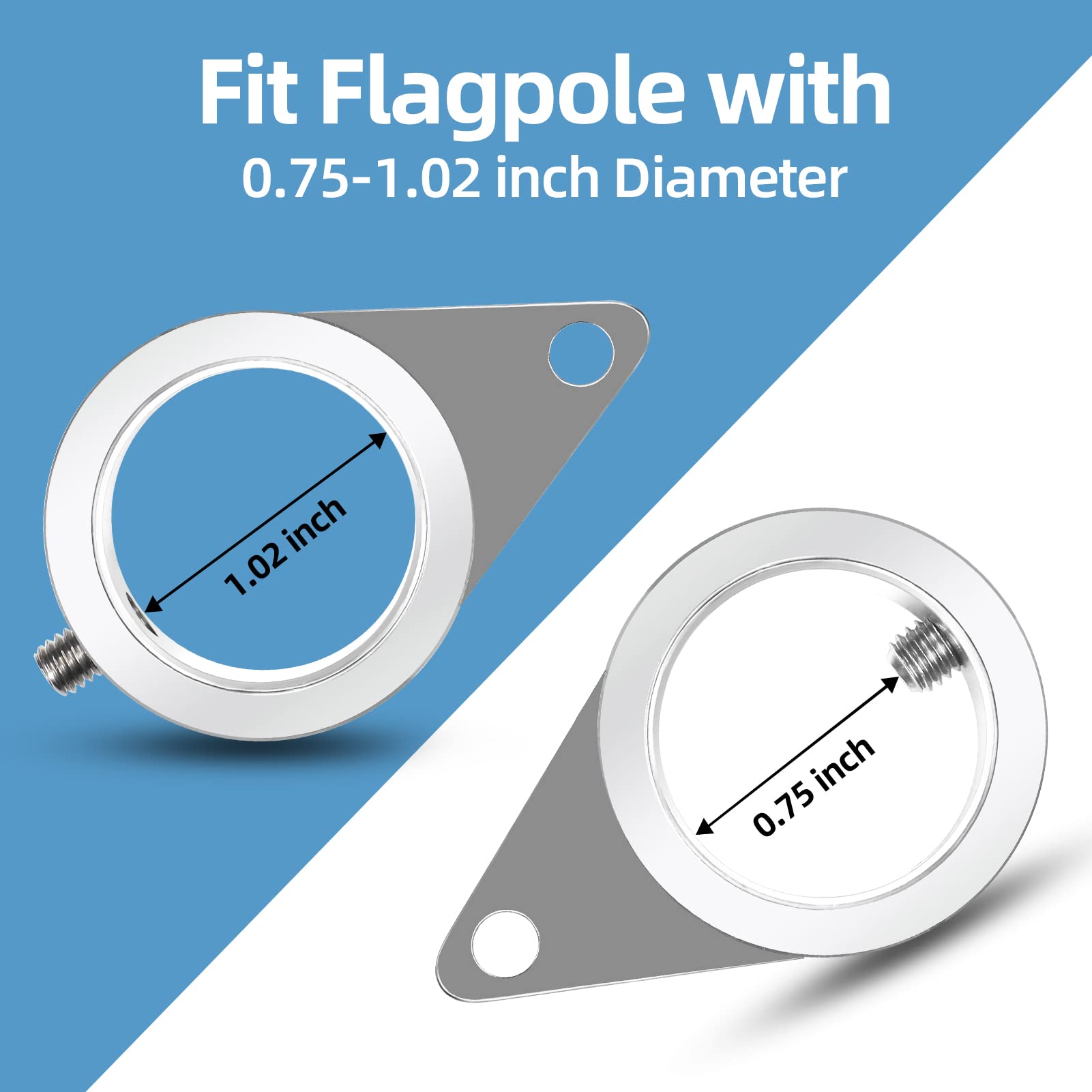 Anovo rings beside ruler showing fit for 0.75–1.02" poles benefit