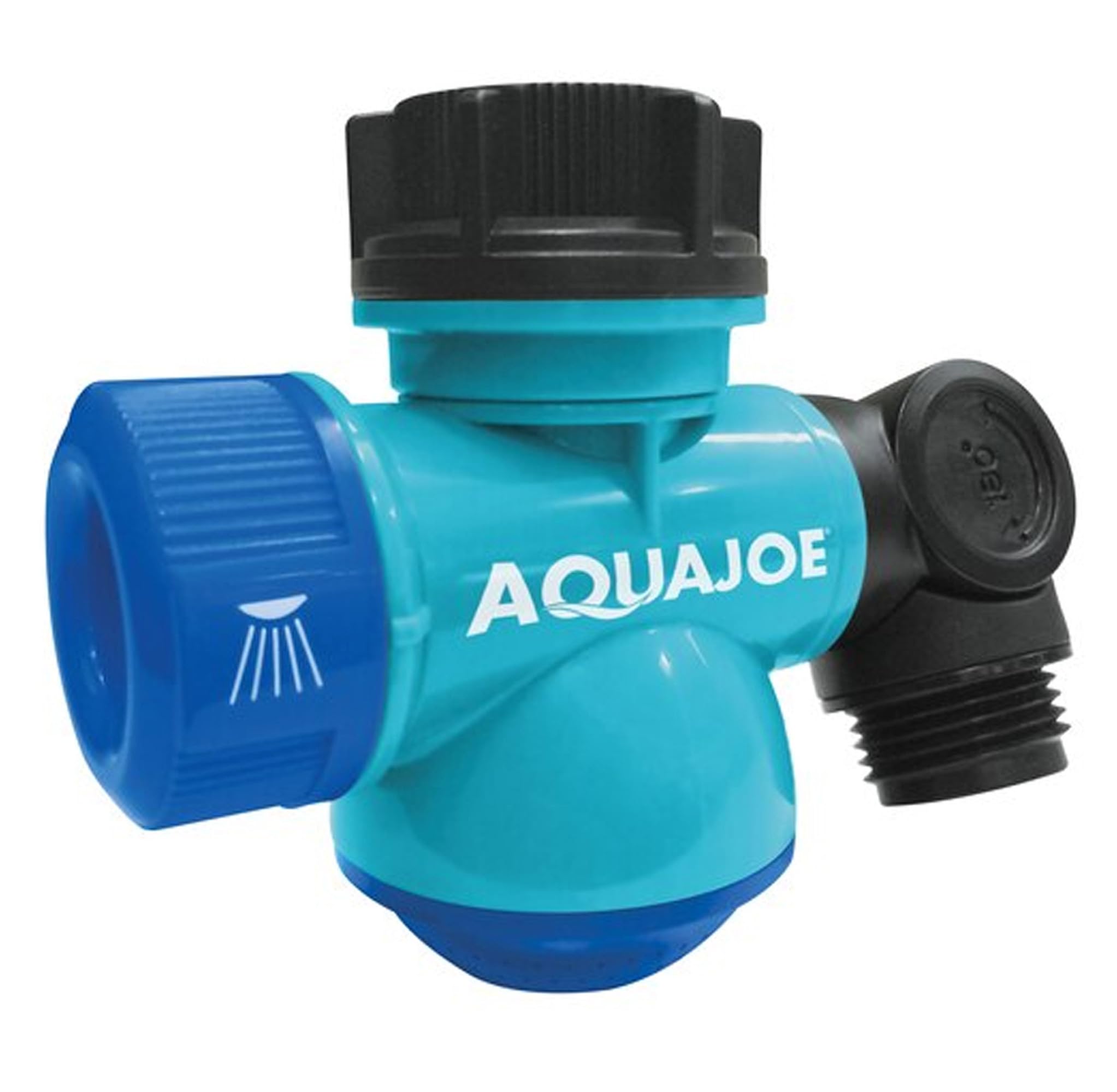 Aqua Joe front view of connector showing universal 3/4-inch threads and compact design benefit
