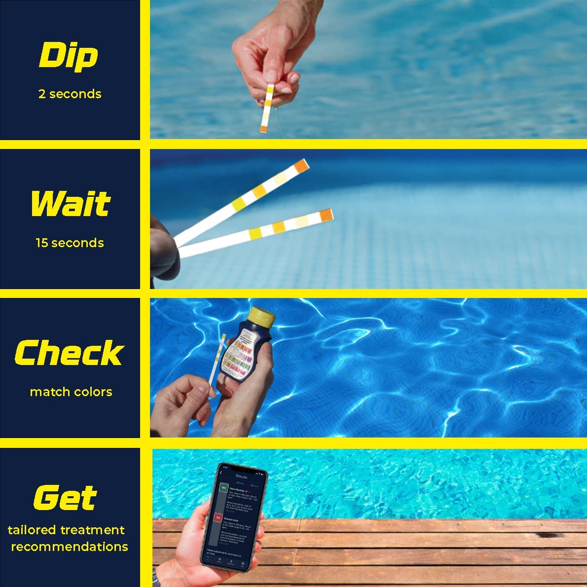 AquaChek label color chart visible for easy result comparison