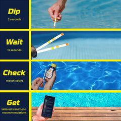AquaChek label color chart visible for easy result comparison
