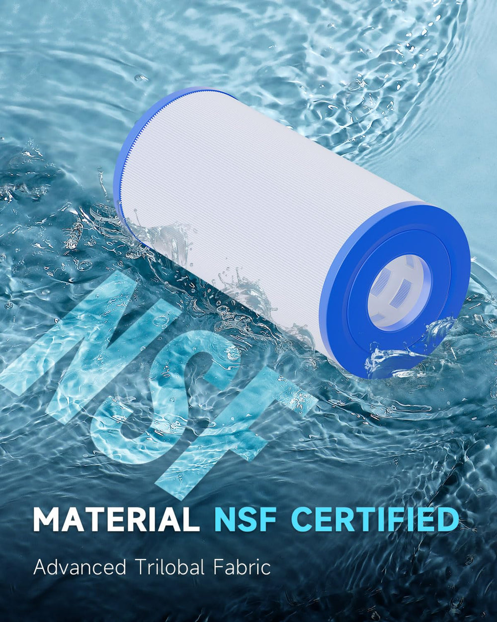 AQUALTRA close-up of pleated filter fabric for superior debris capture benefit