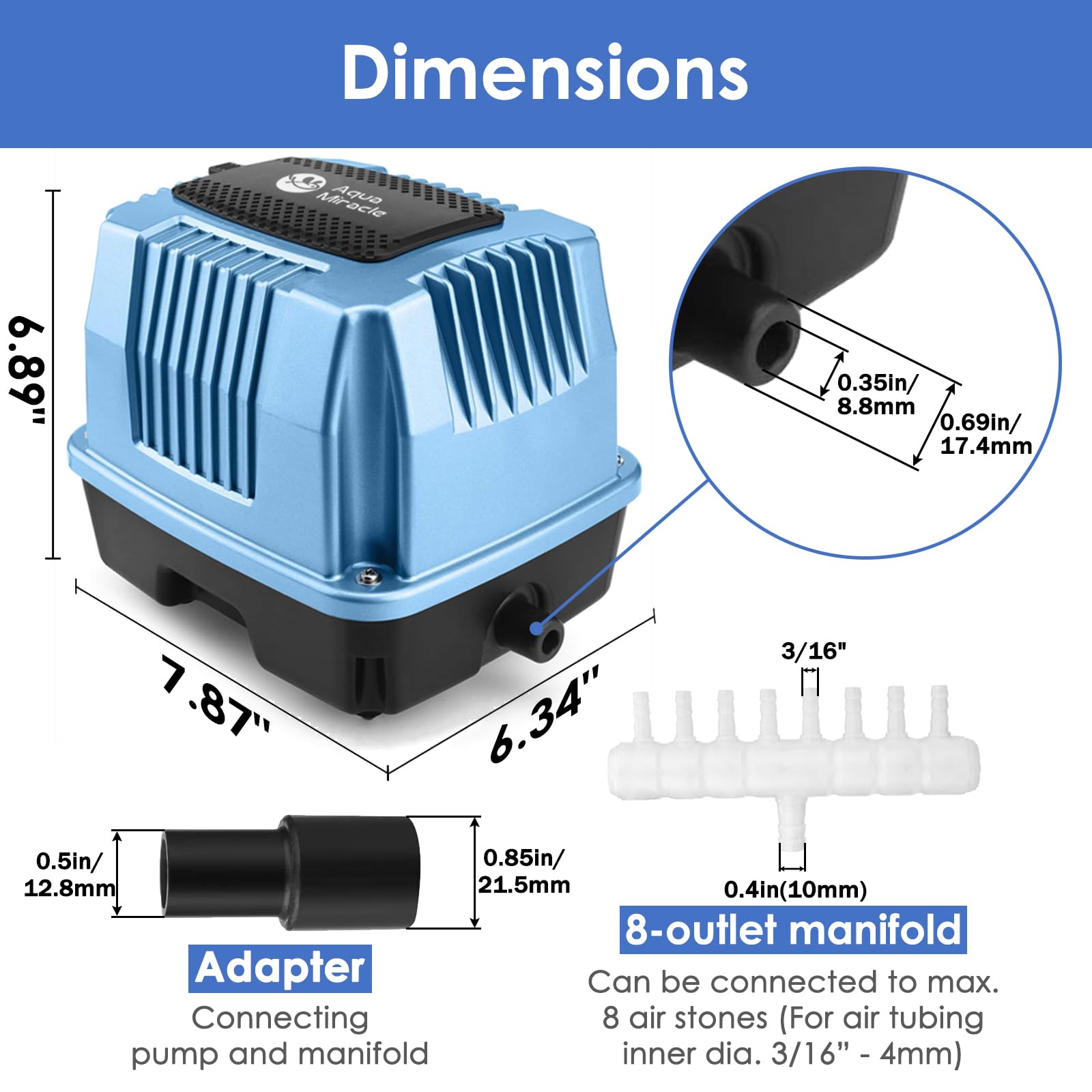 AquaMiracle AP-40 installed by a pond diffuser, steady aeration for koi