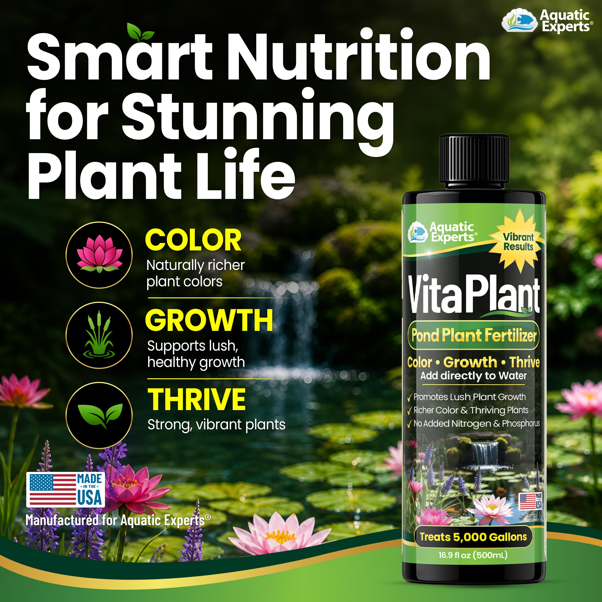Aquatic Experts VitaPlant back label with dosing instructions and ingredients