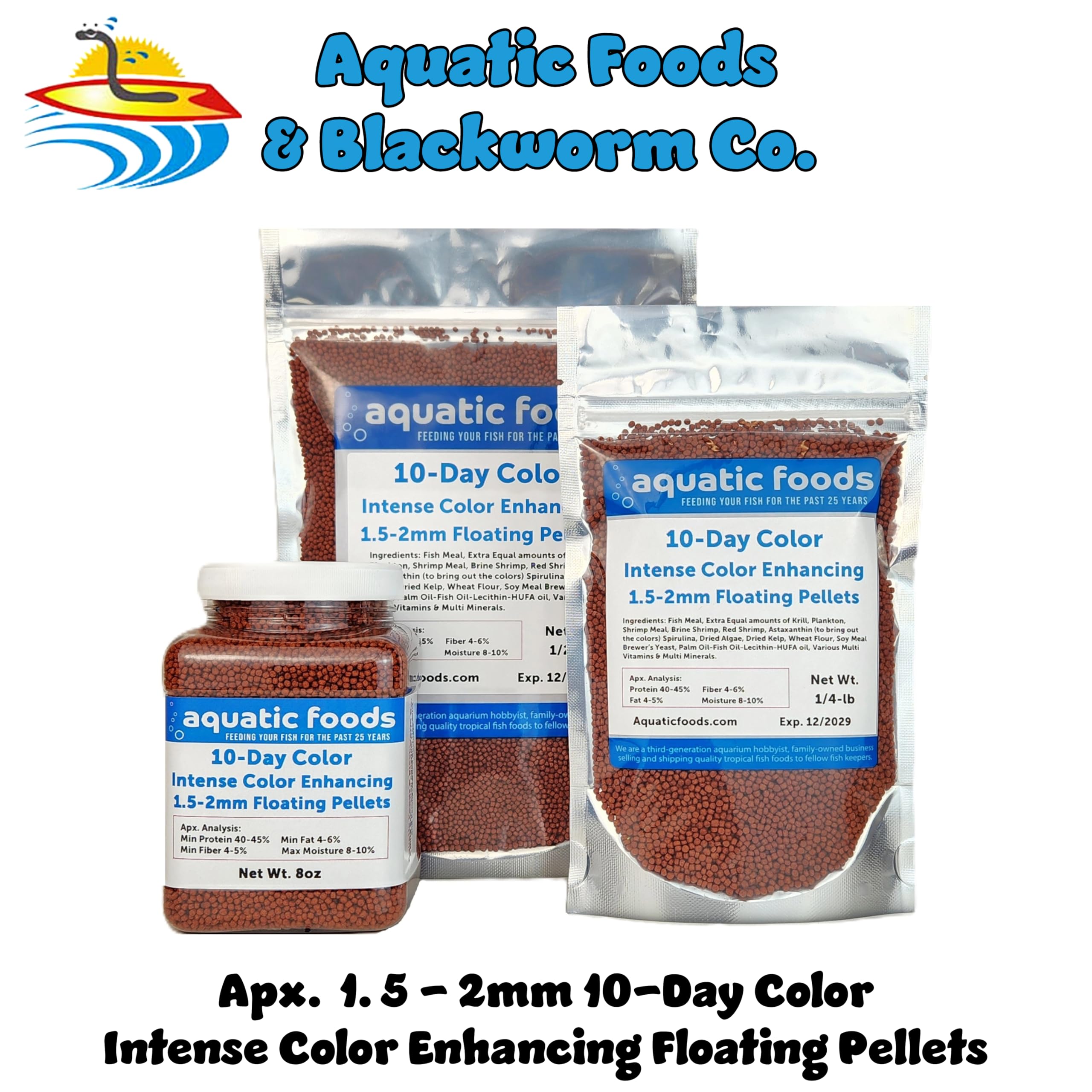 Aquatic Foods Inc. pellet close-up emphasizing texture and high-protein blend
