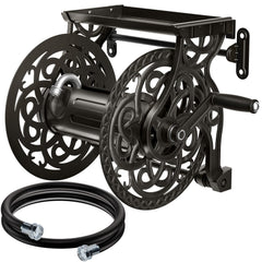 AQUAZILLA front view hose reel showing compact wall-mounted storage and space saving benefit