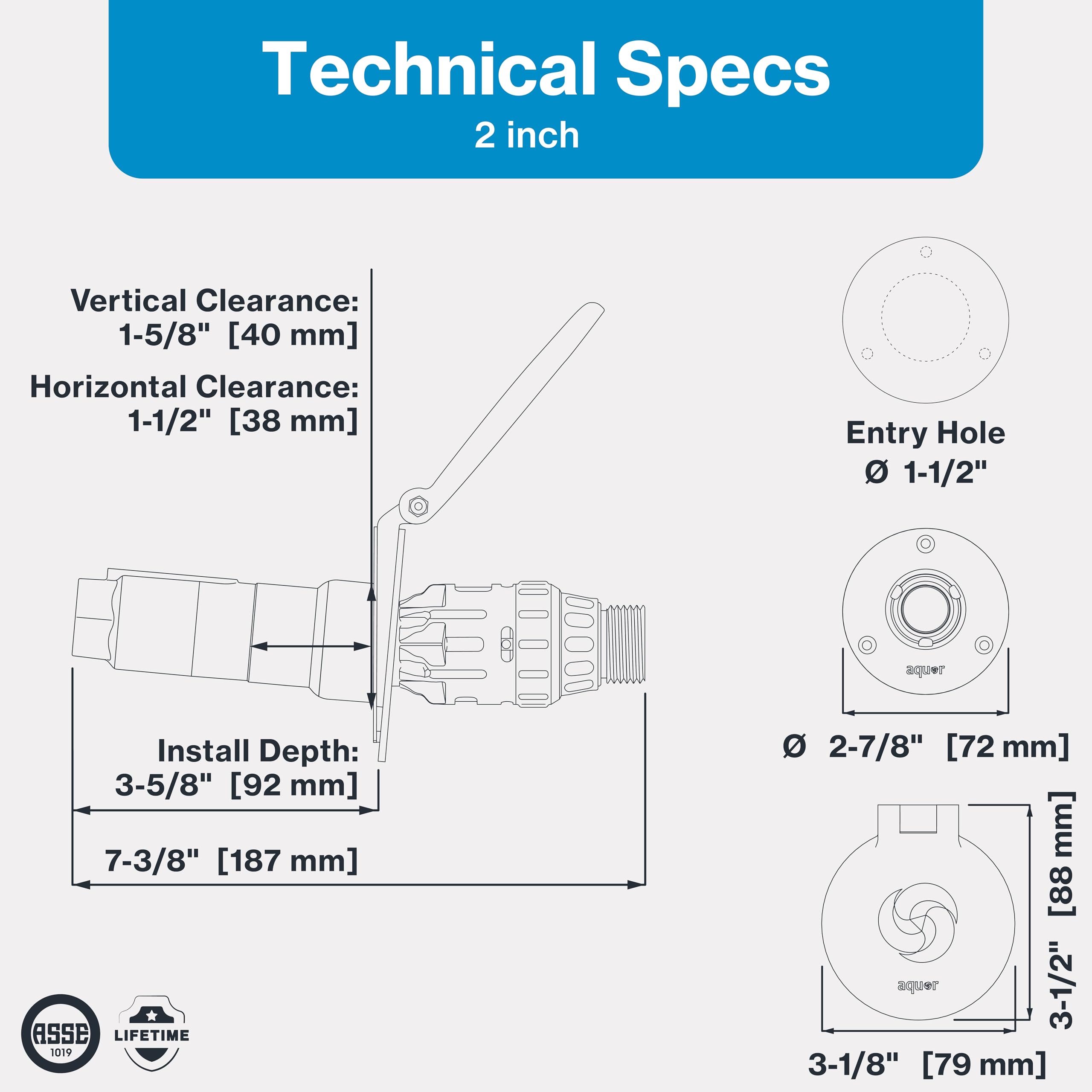 Aquor internal drain diagram highlighting frost-free winter protection