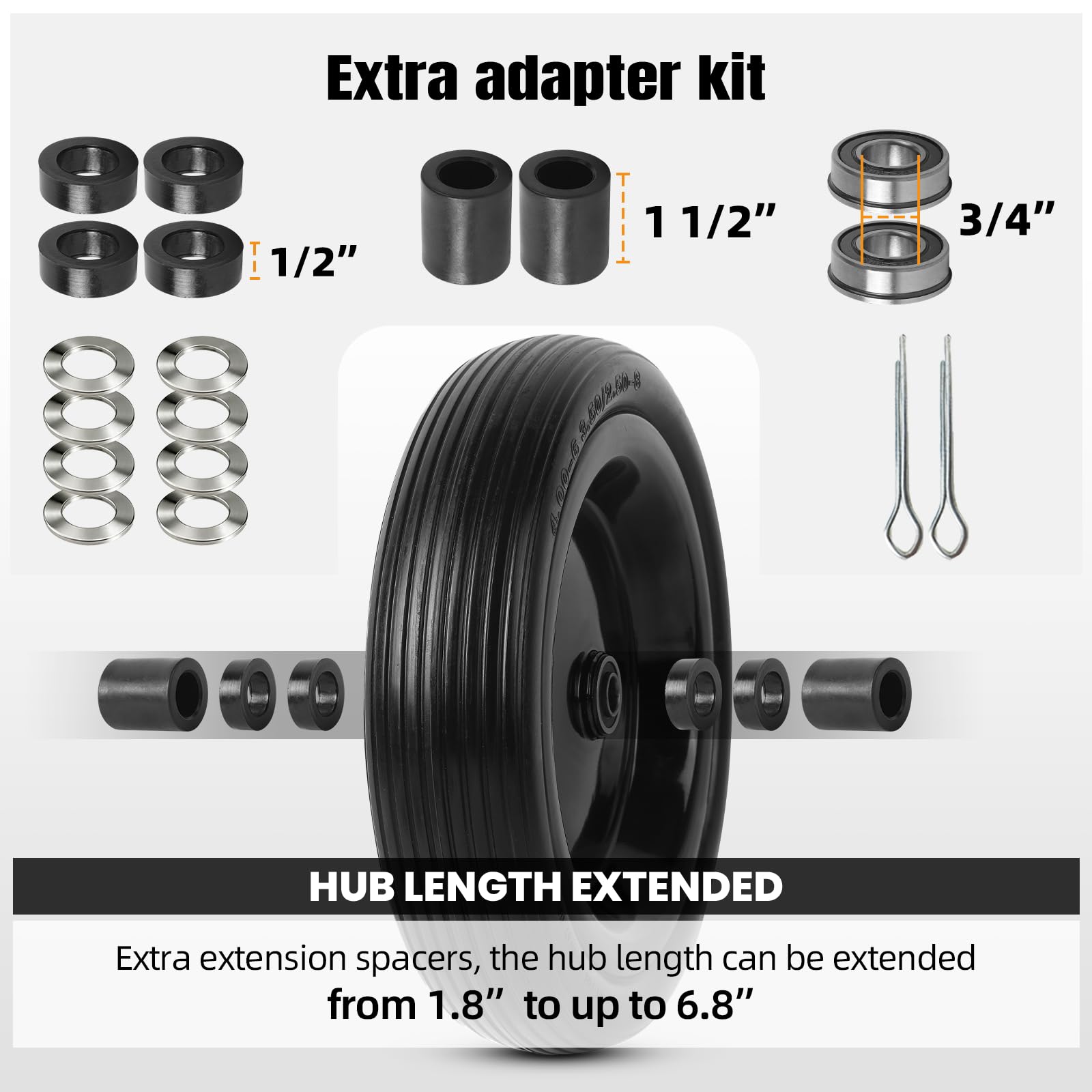 AR-PRO wheel beside measuring tape showing size and measurement aid