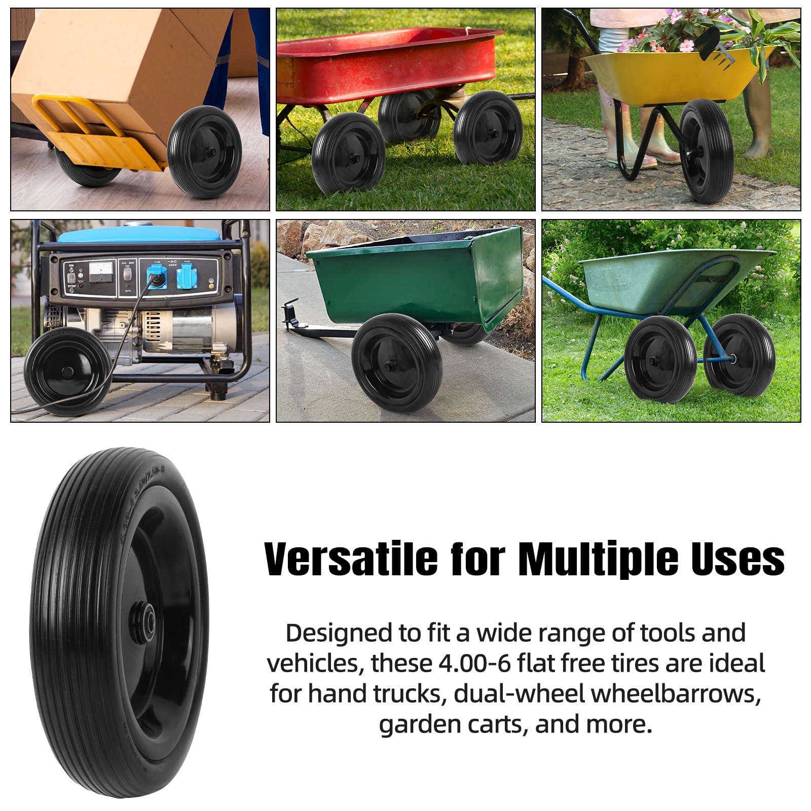 AR-PRO wheel mounted on wheelbarrow demonstrating maintenance-free use