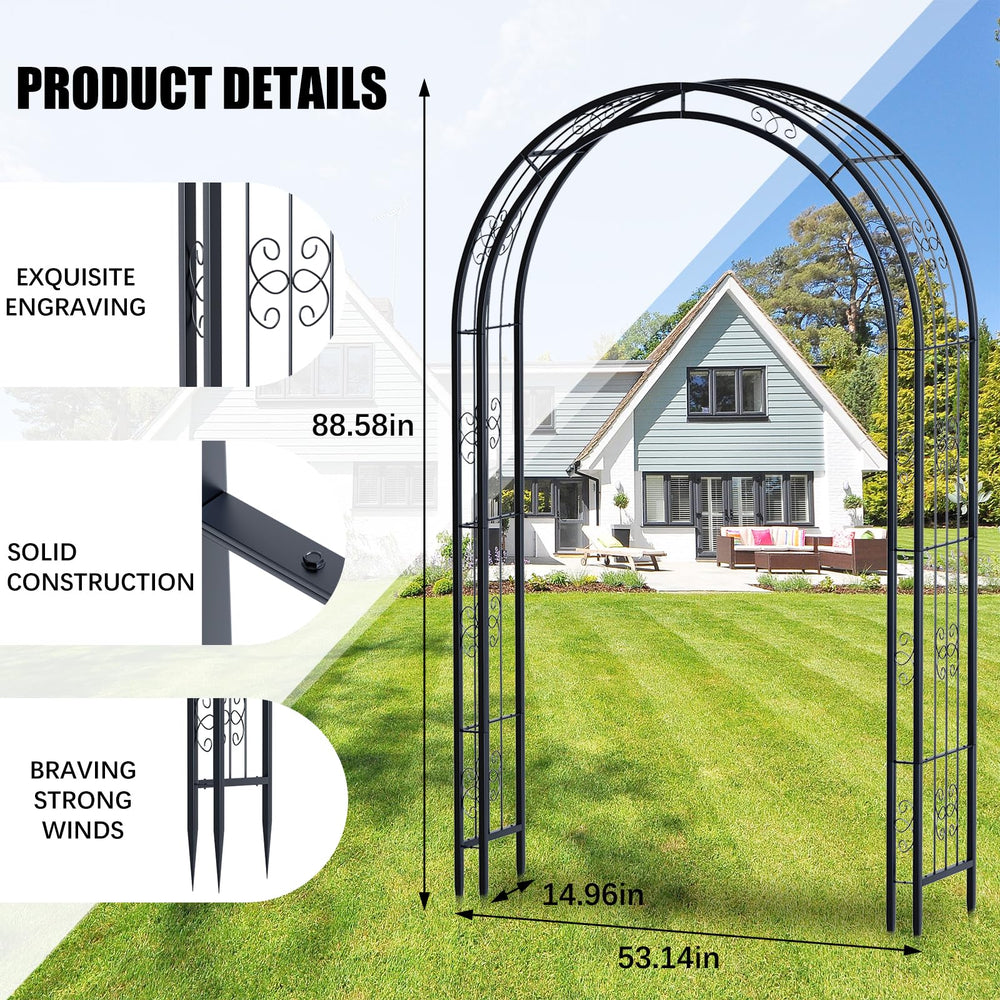 Arbuxzuy side profile with climbing roses, supports healthy vines