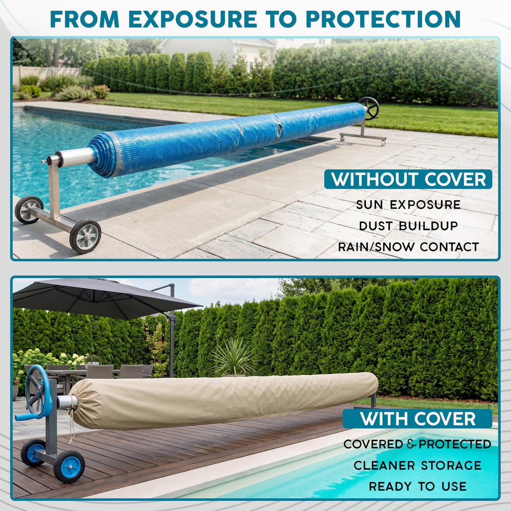 ARDILA VEELA beige fabric shedding snow to protect stored solar cover