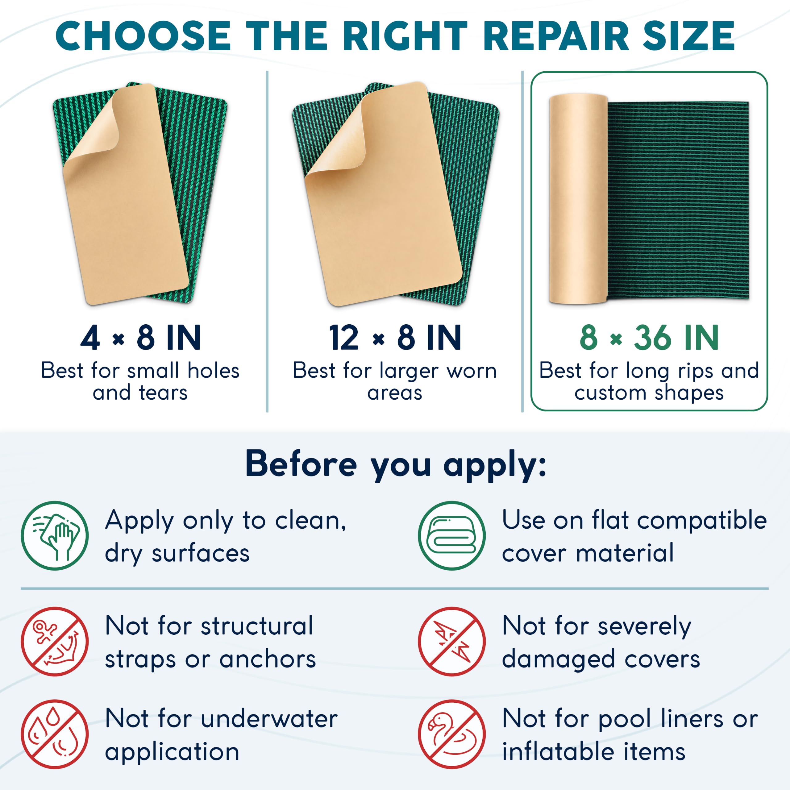 ARDILA VEELA outdoor pool cover with patch showing durable weather protection