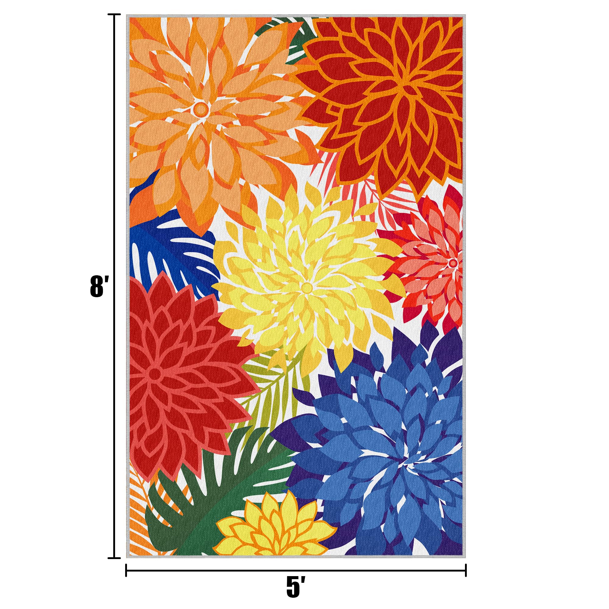 Arenarug floral pattern edge and binding close-up showing durable finish and color retention