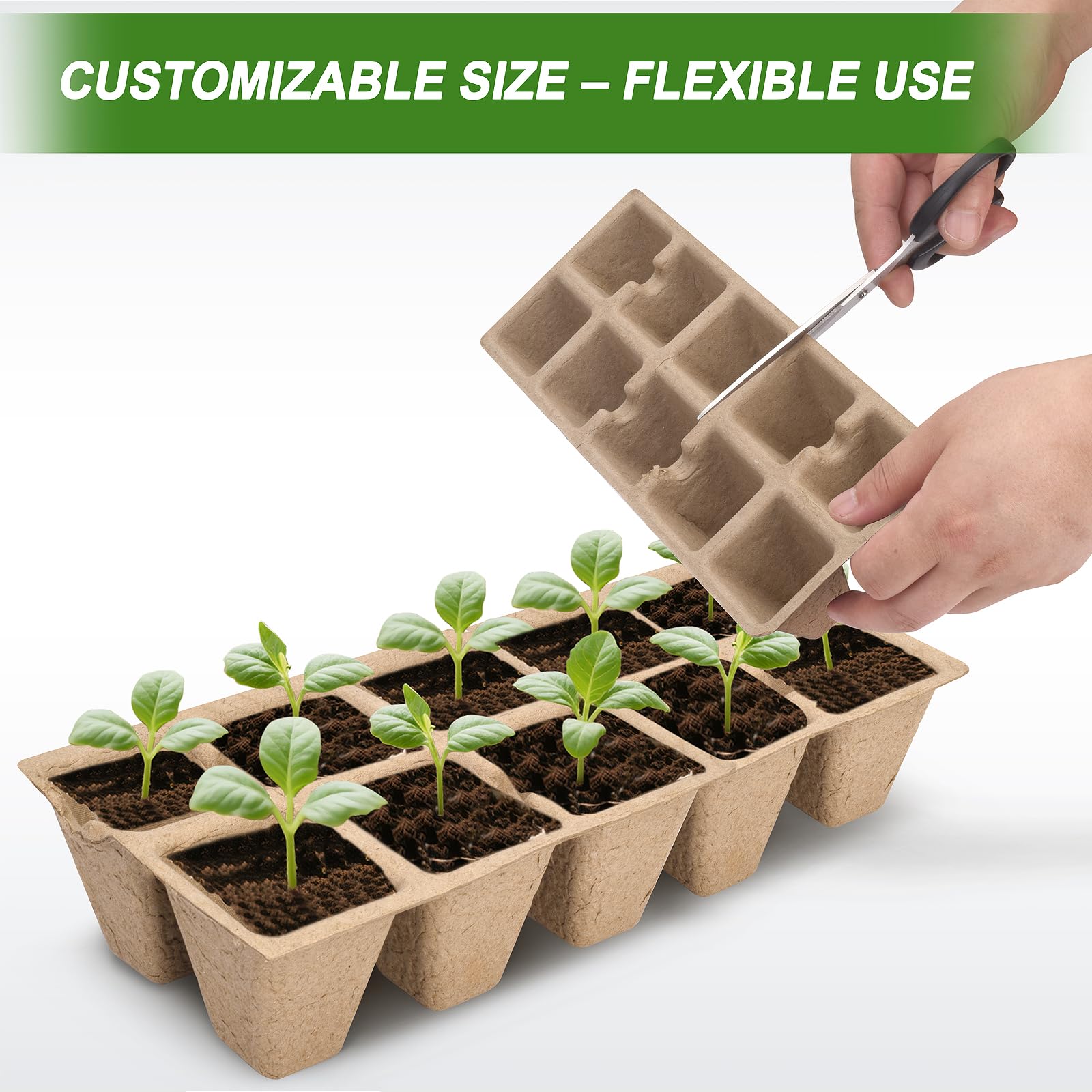 ARGCONNER trays next to hand showing size and convenient handling for gardeners