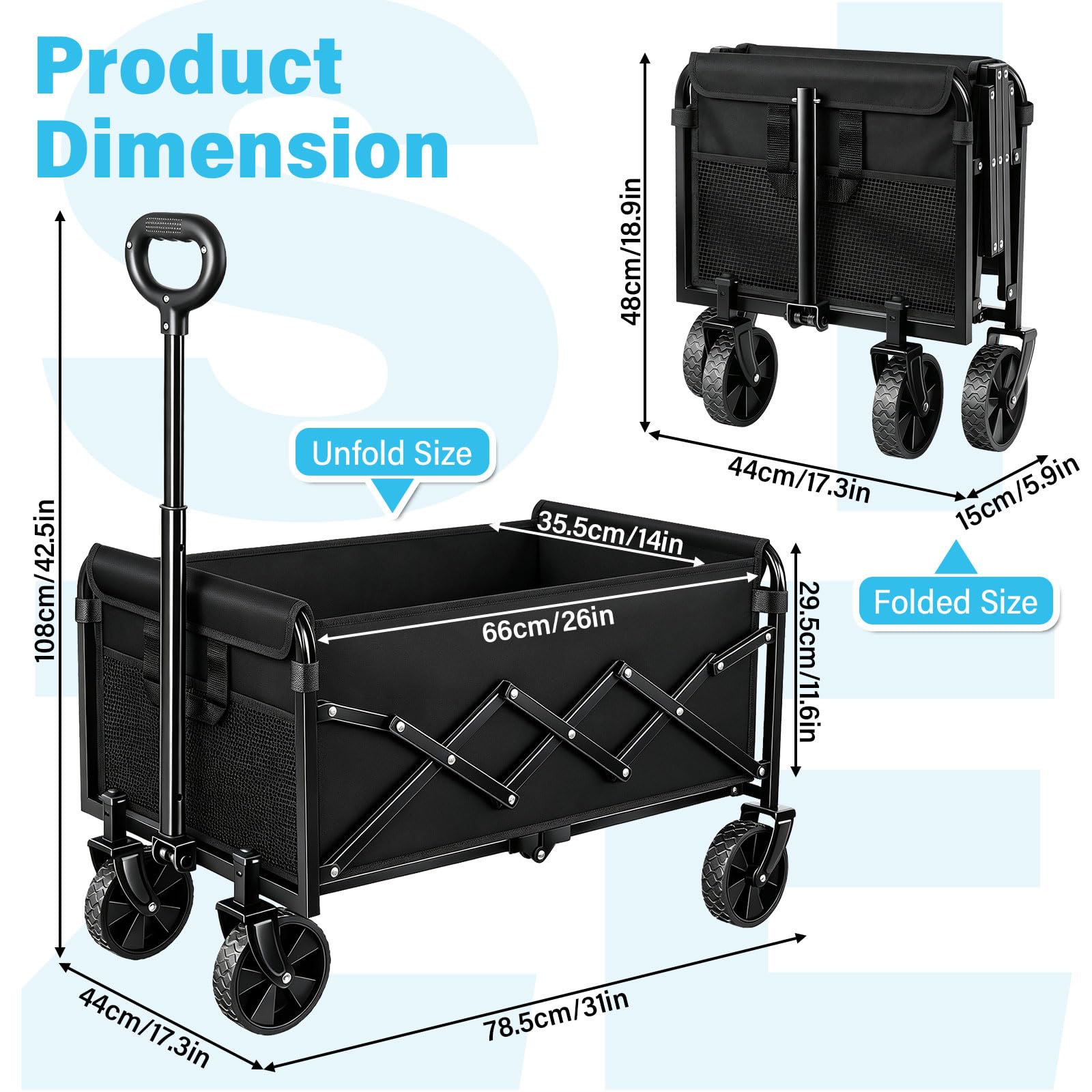 ARTIST'S DREAM folded compact for trunk storage and space-saving benefit