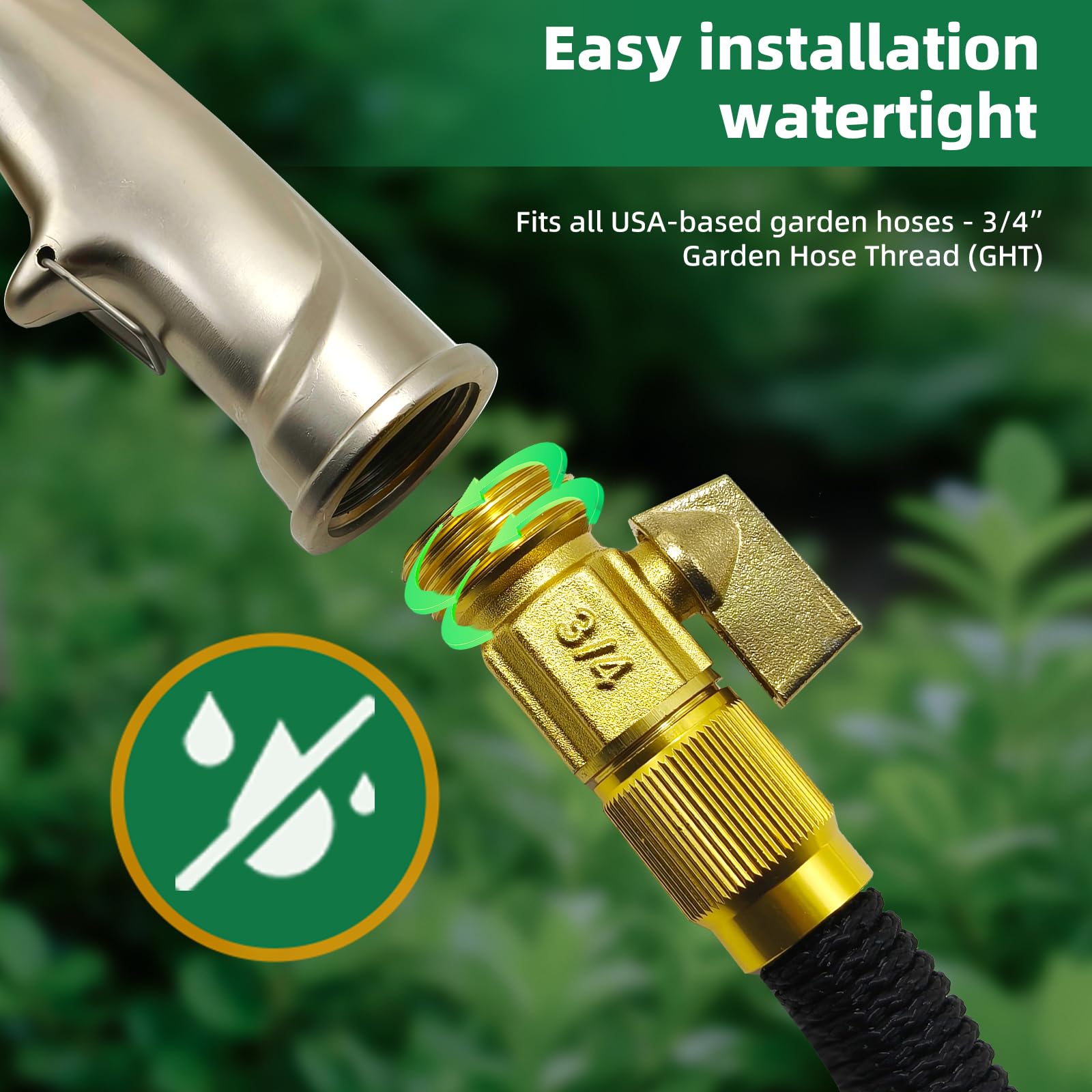 Arxive nozzle attached to hose scale comparison for easy fit on standard hoses