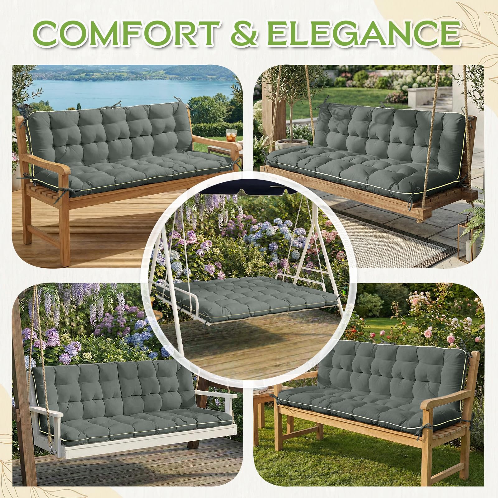 AS AWESLING backrest profile fitted on a patio swing providing ergonomic support
