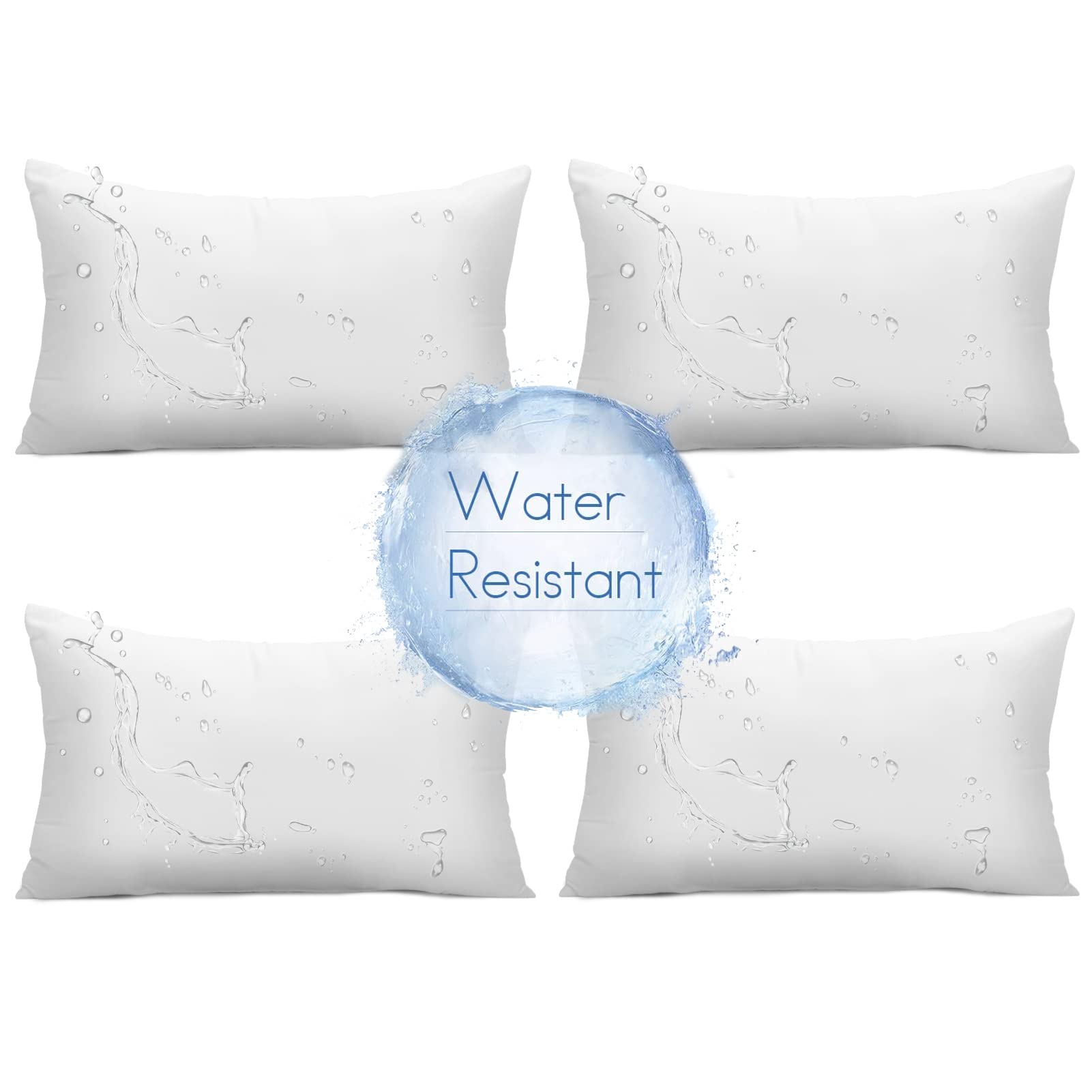 Ashler Home Deco front view of four lumbar pillows showing neat shape and styling benefit