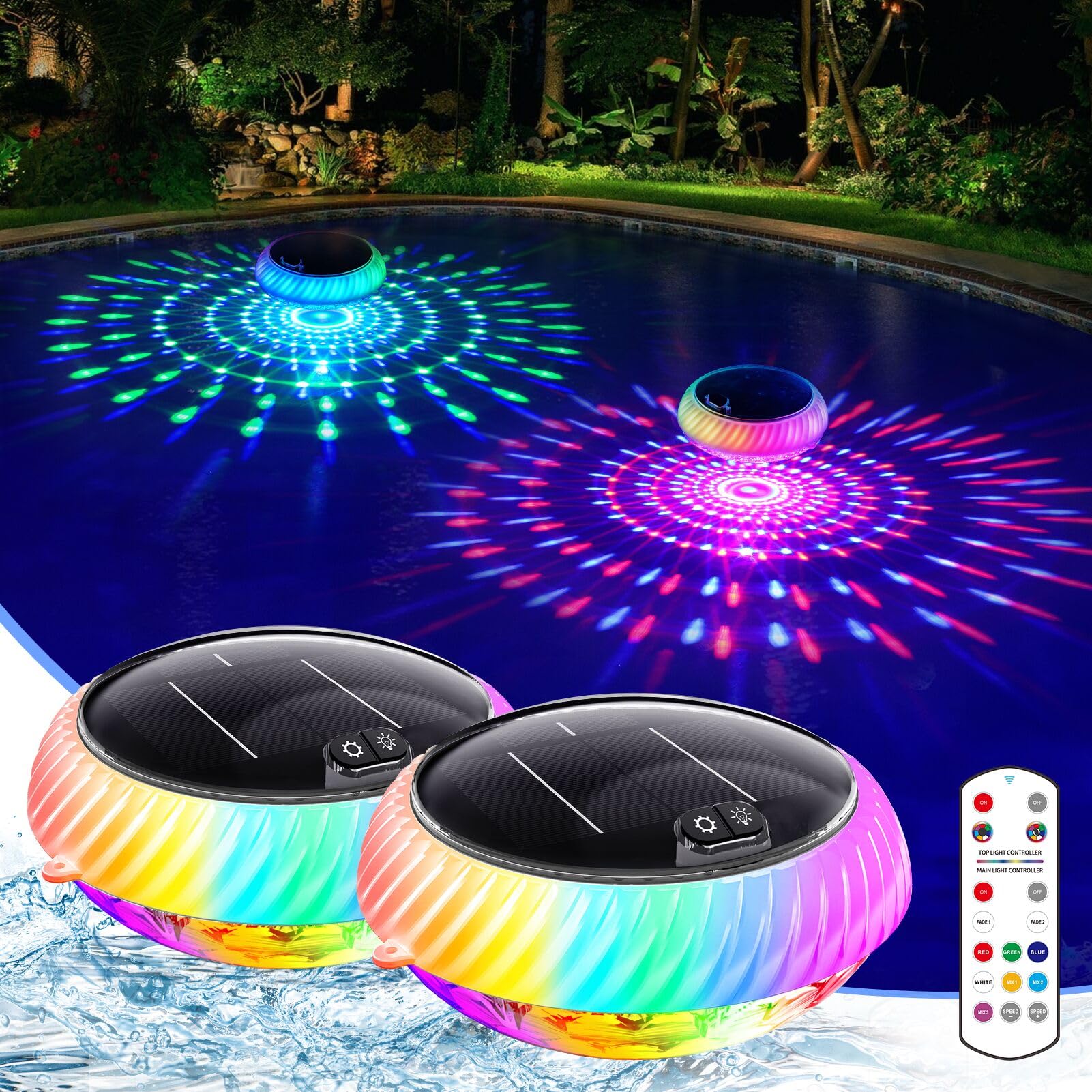 Askyli front view pool light floating shows sleek design and bright color options