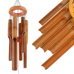 ASTARIN front view showing full 32-inch bamboo wind chime and rustic finish