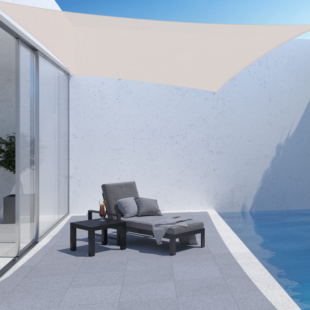 AsterOutdoor canopy beside a chair showing 12x16 size and real-world scale