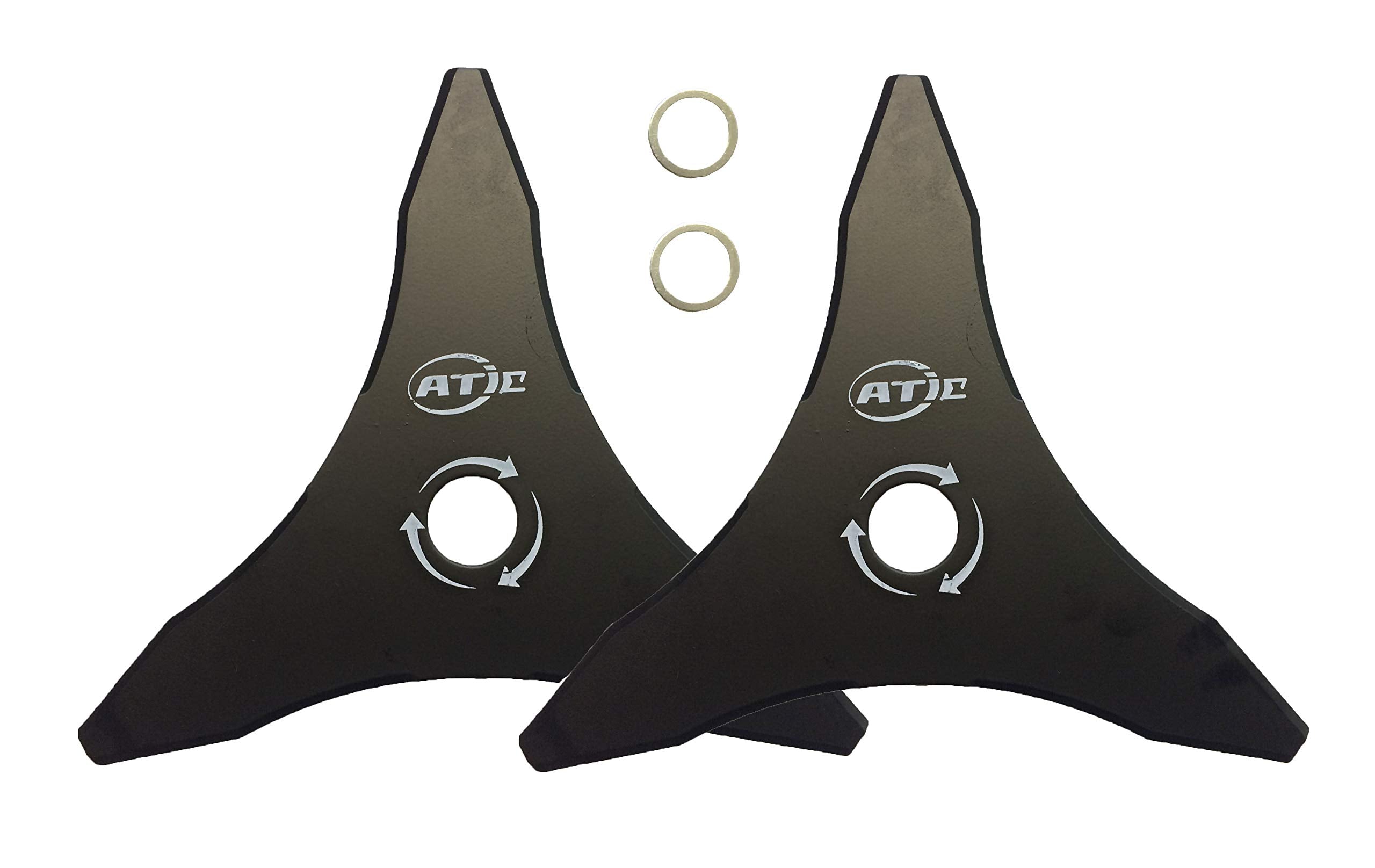 ATIE front view of 10-inch blade pack showing three teeth and washers for quick replacement