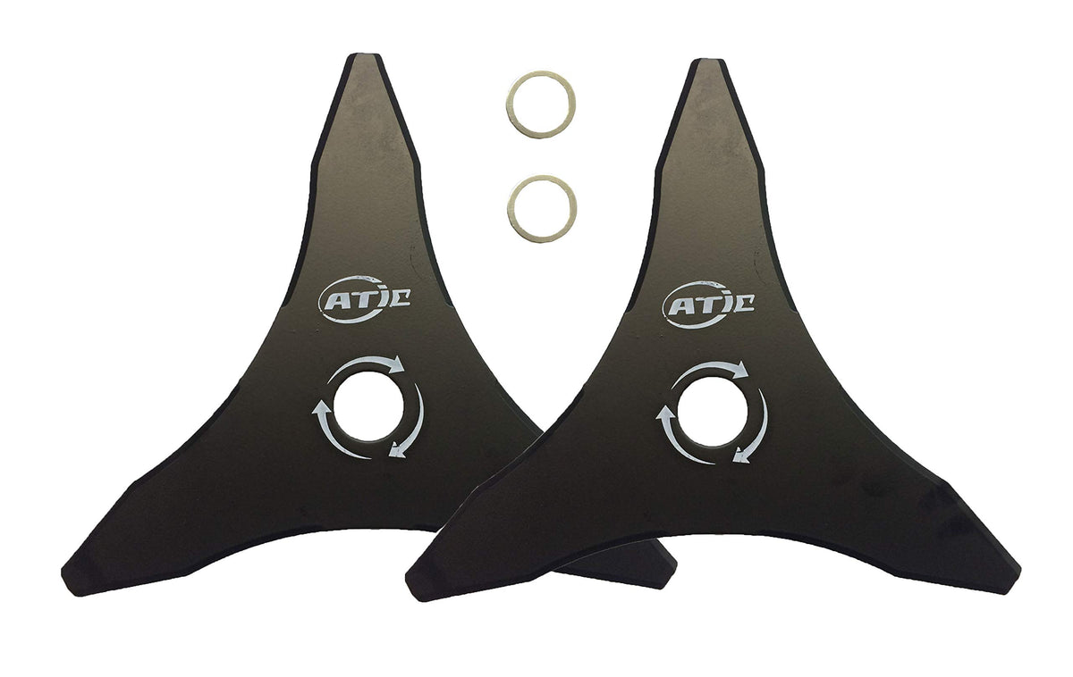 ATIE front view of 10-inch blade pack showing three teeth and washers for quick replacement