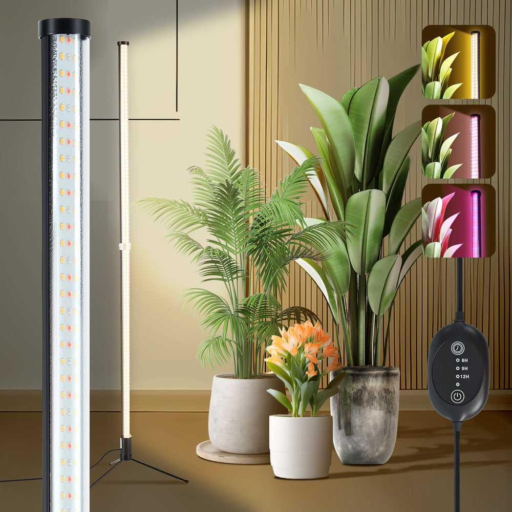 Atmel front view of standing grow light showing full-spectrum benefit