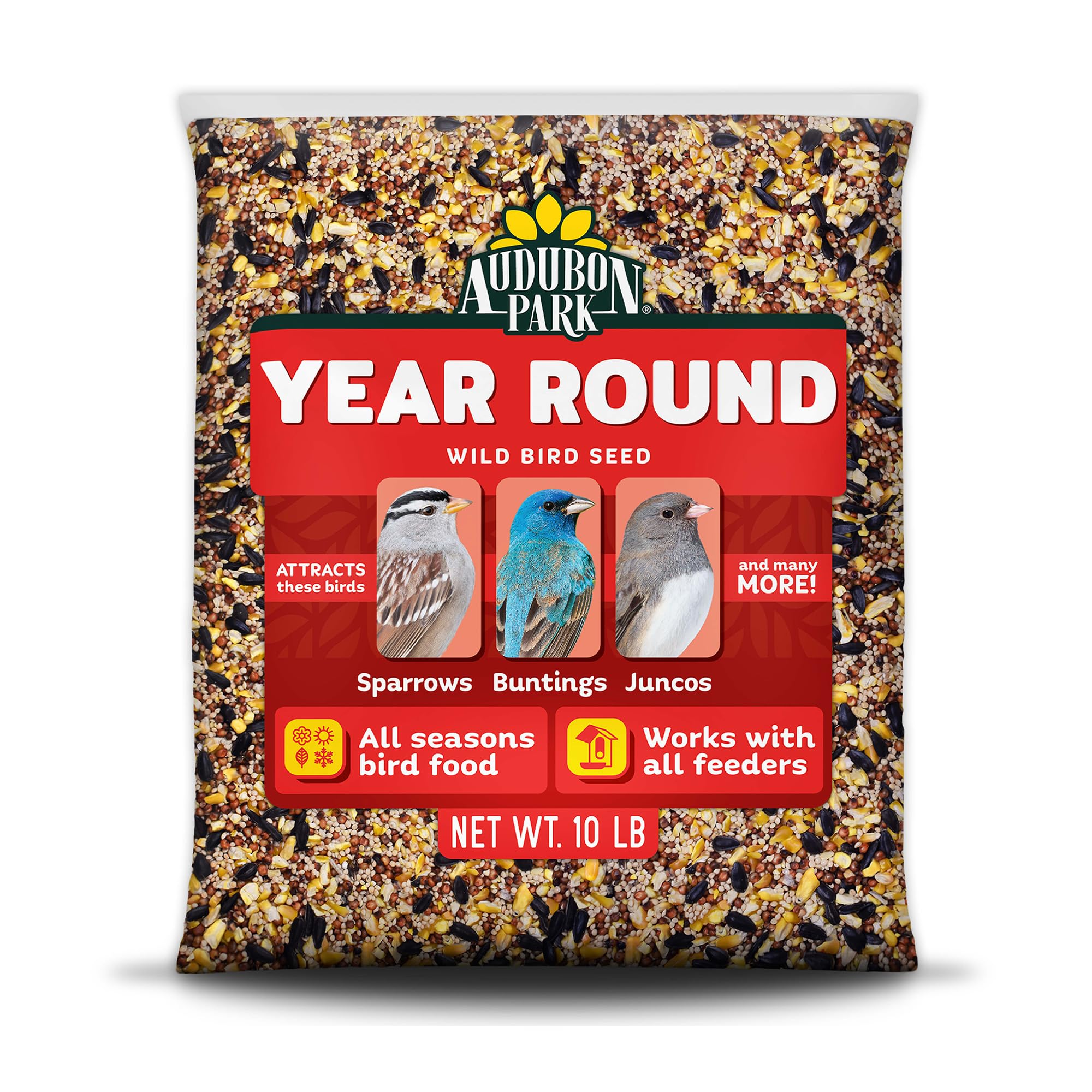 Audubon Park front packaging showing 10 lb bag and clear product benefit