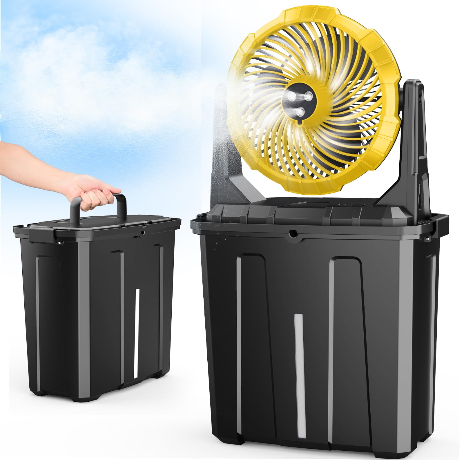 Ausic front view showing three nozzles and fan head for powerful cooling