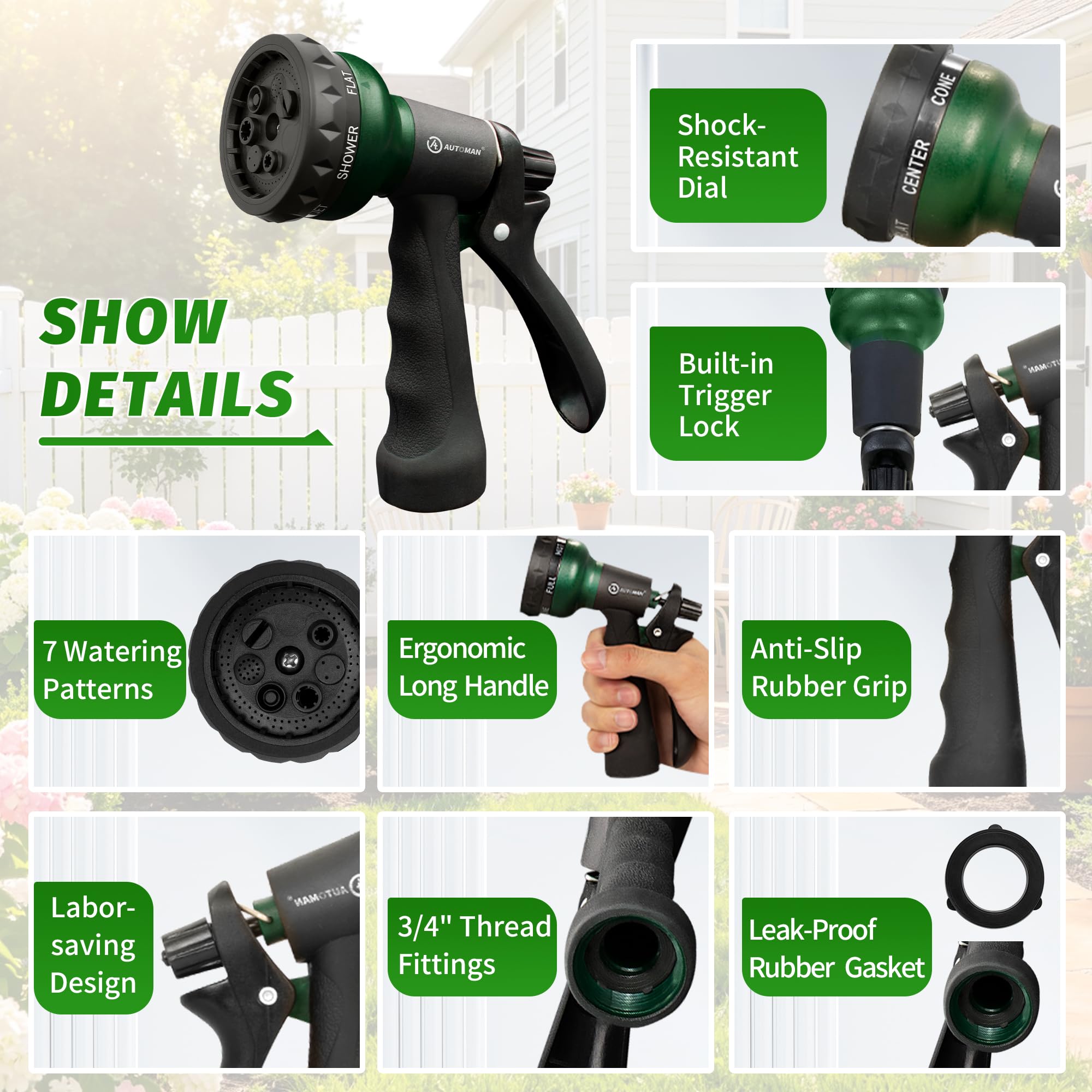 AUTOMAN nozzle rubberized grip detail improving comfort and control