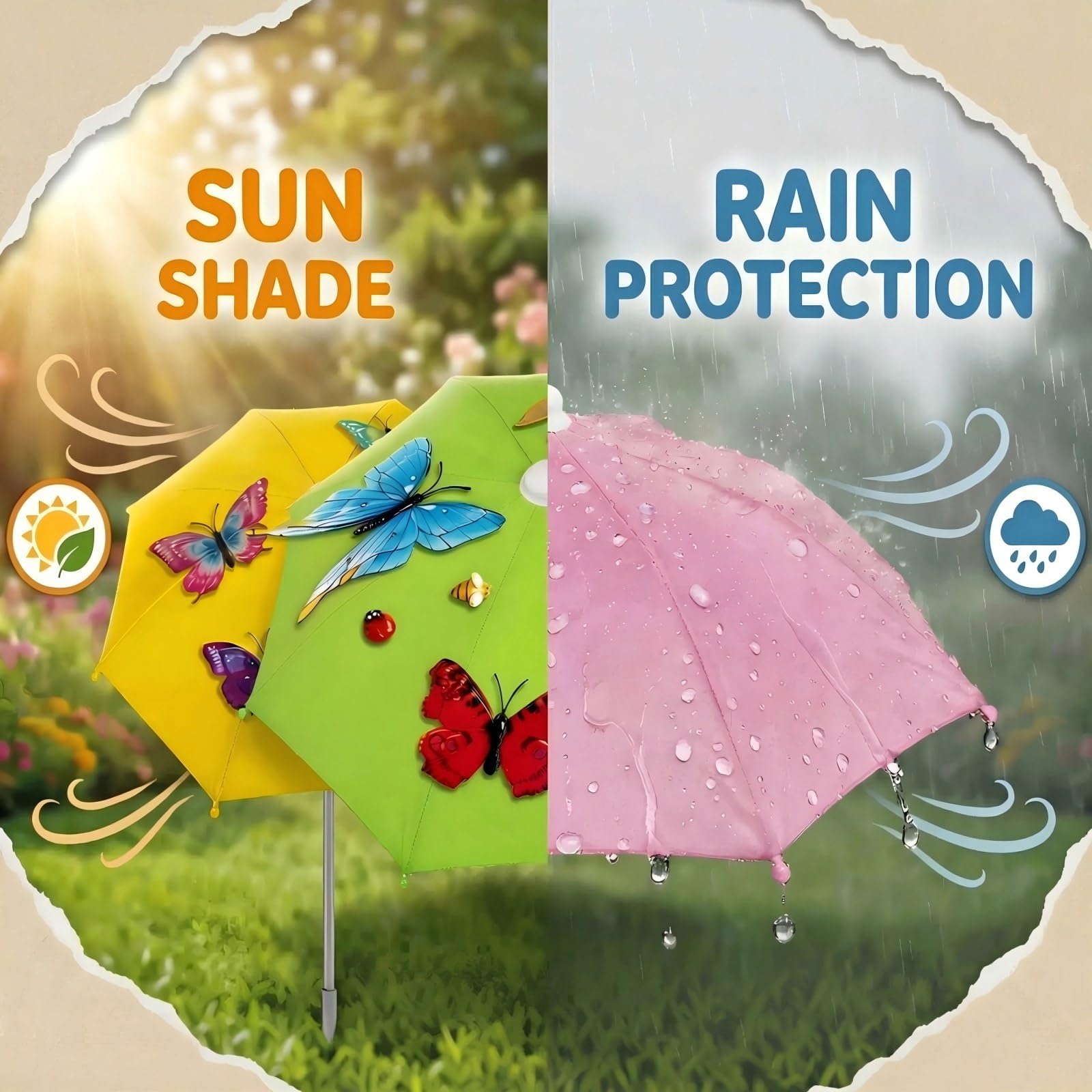 Avalessia umbrella positioned over a potted plant for shade benefit