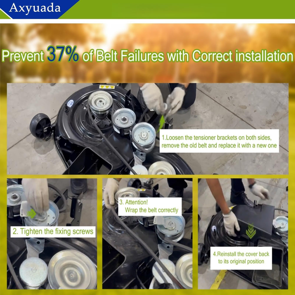 Axyuada belt next to OEM belt showing identical size and fit for reliable substitution