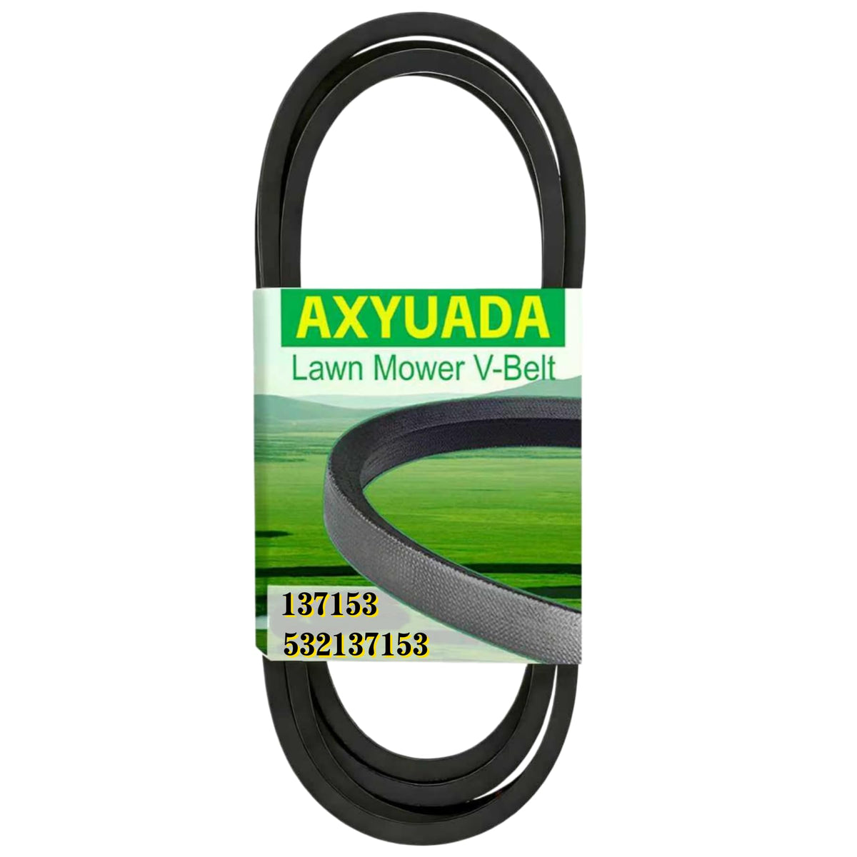 Axyuada front packaging showing 1/2" x 83" belt and model fit info for easy identification