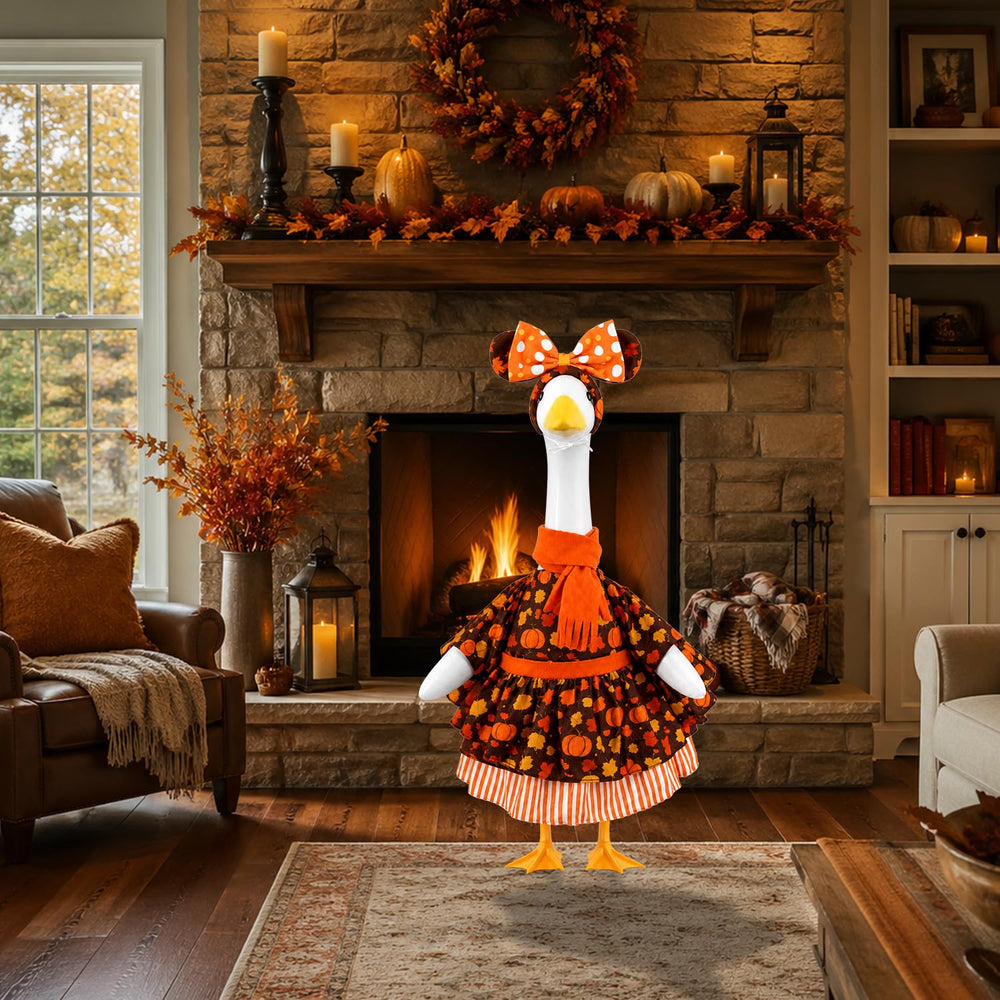 Aymolas porch lifestyle shot of dressed goose adding welcoming autumn charm
