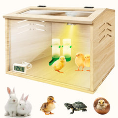 Azefun brooder box front view showing compact kit and visibility benefit