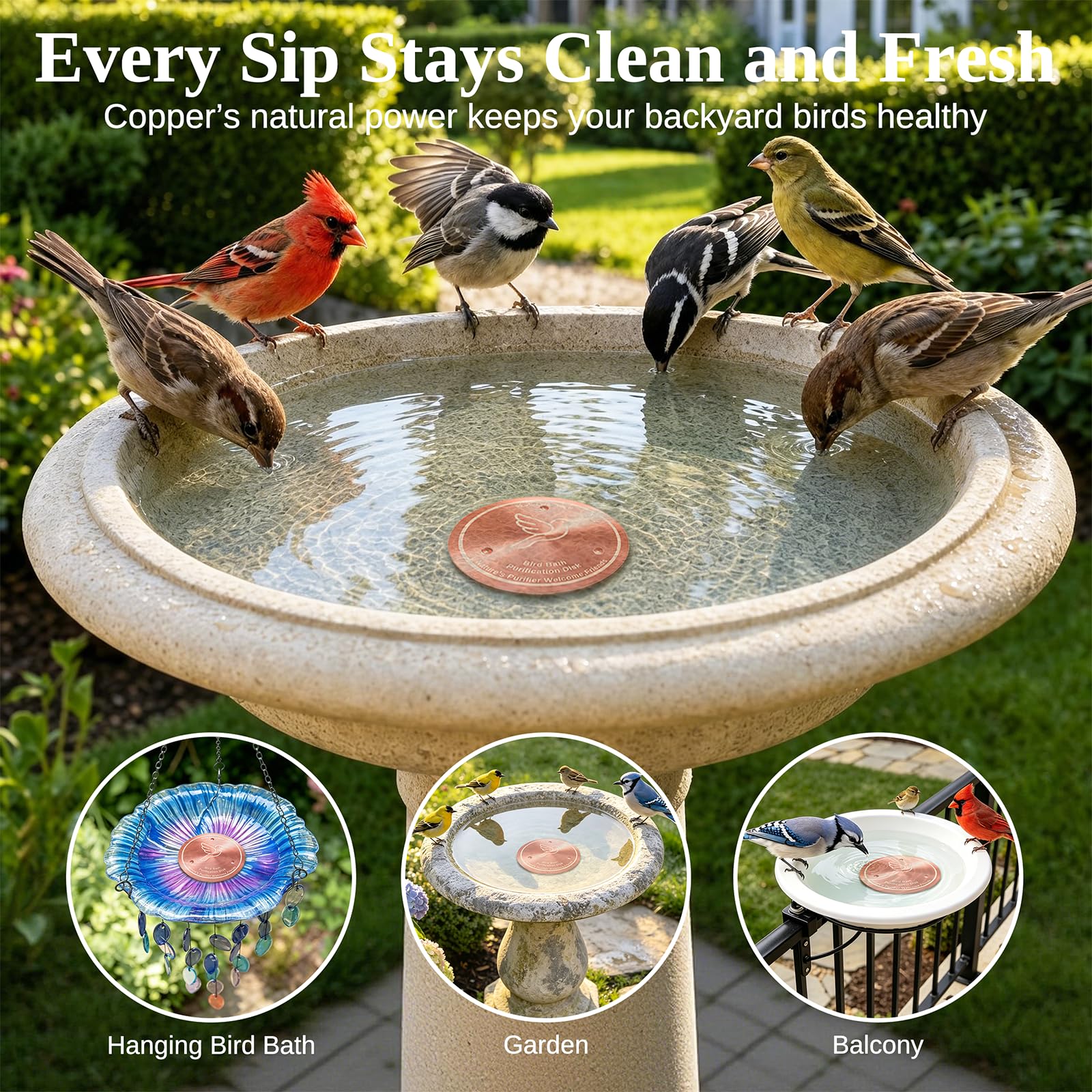 Azomabox copper disc side profile seated in basin demonstrating fit