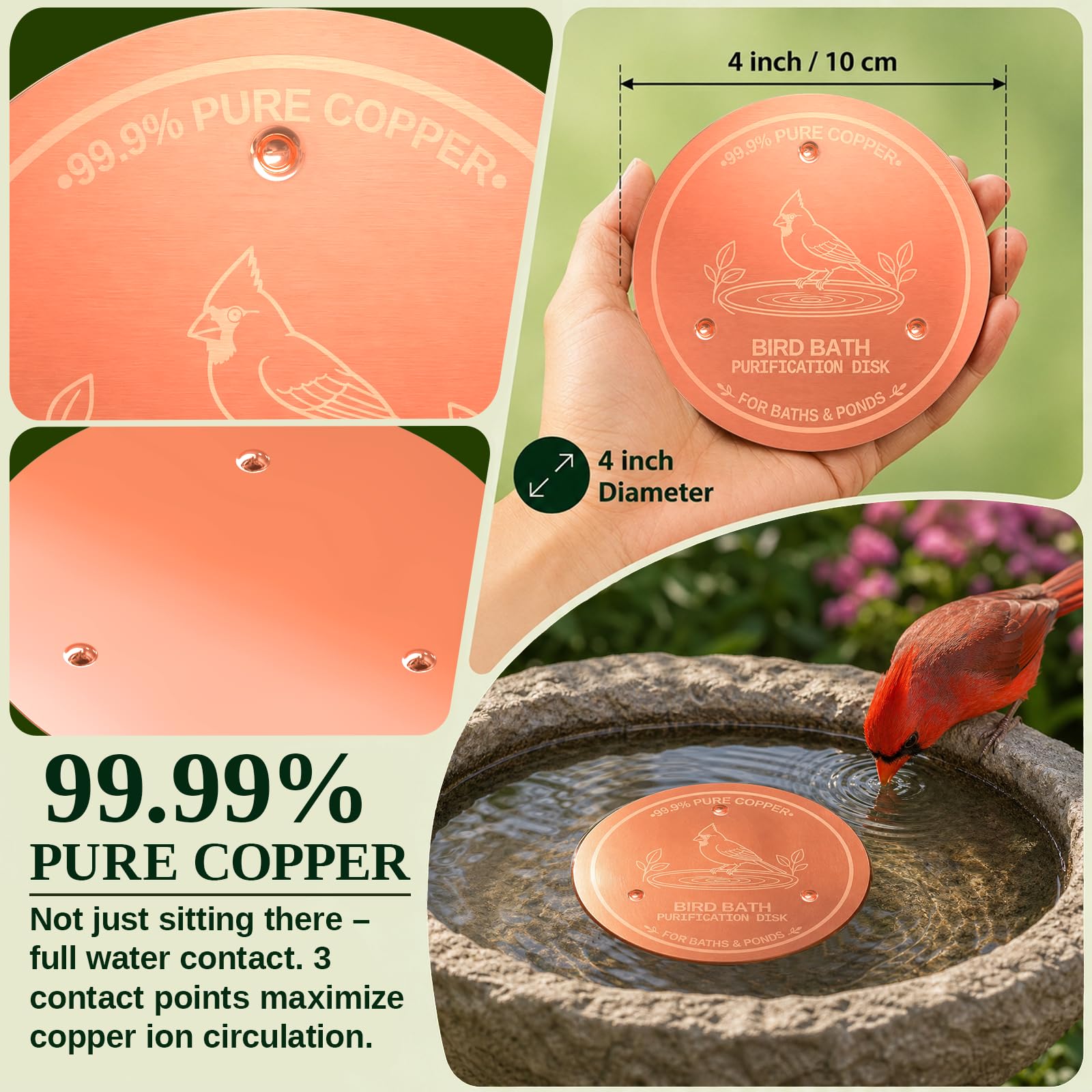Azomabox copper disc outdoors in rain and snow showing weatherproof durability benefit