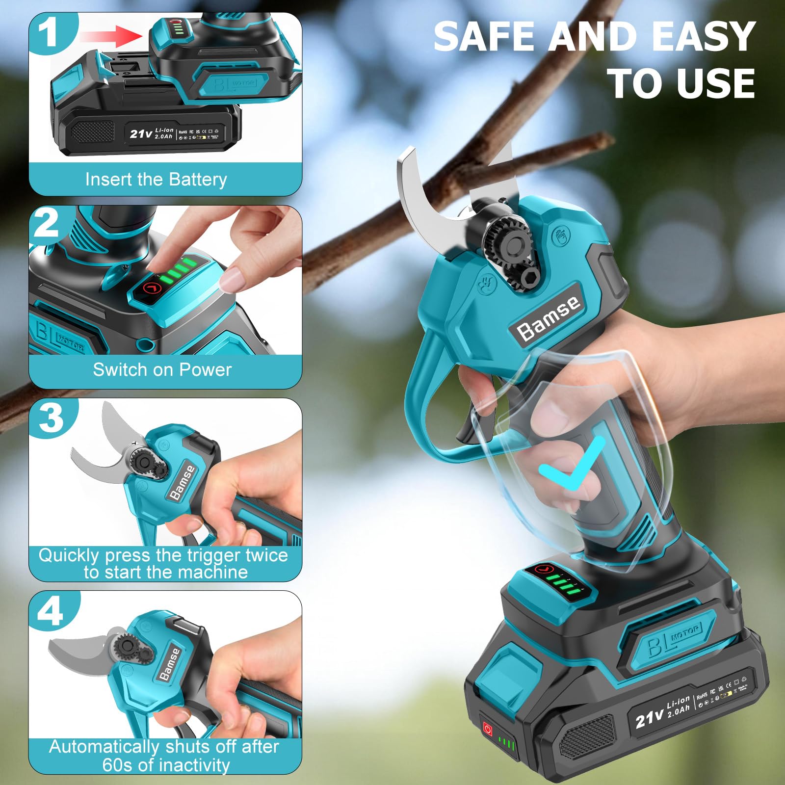 Bamse pruner in a garden setting demonstrating practical use and time-saving benefit
