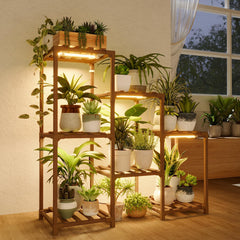 Bamworld front view ladder plant stand showcasing vertical display benefit