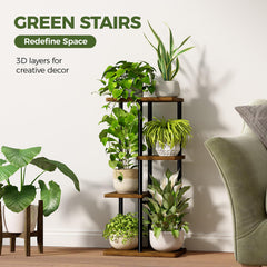 Bamworld plant stand with succulents and pots illustrating tiered display and organization benefit