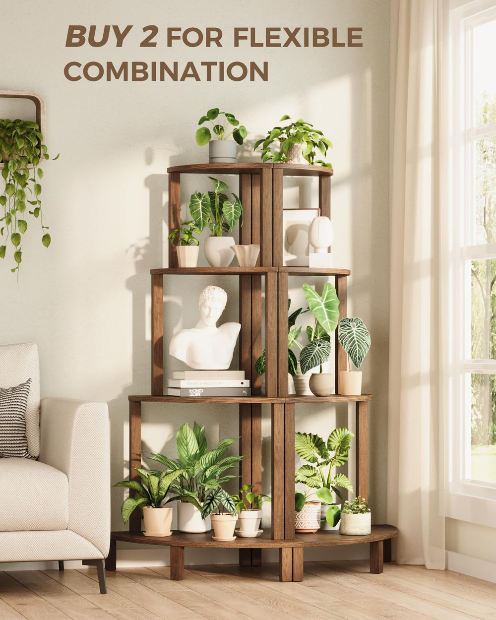 Bamworld shelf holding ceramic pots demonstrating sturdy support and stability